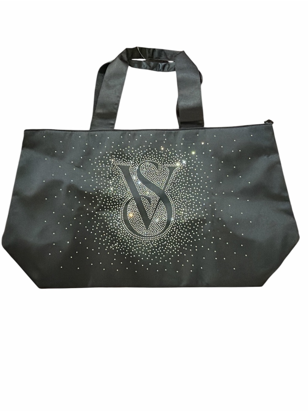 Victoria's Secret Black Tote with Sparkling Crystal Logo